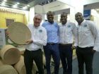 Rod Slater holds a One Penny stepping stone watched by owner Mike Hall and his sons, Craig and David